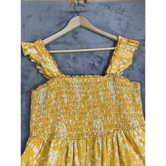Torrid Dress 1X Yellow Floral Fit & Flare Pockets Peasant Boho Cottage Smocked - Picture 3 of 11